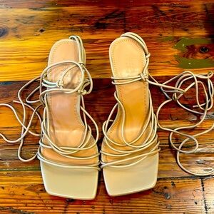 Elegant Beige Strappy Women's Heels